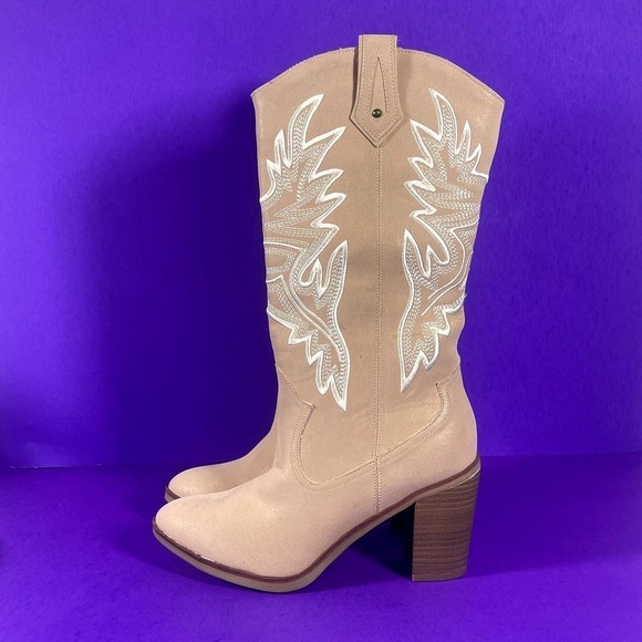 MIA Women's Powder Pink Taley Mid-Calf Western Boots Shoe Size 7 - Picture 3 of 9